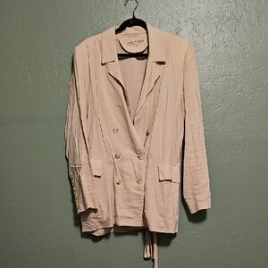 Free People Cream Double-Breasted Blazer
